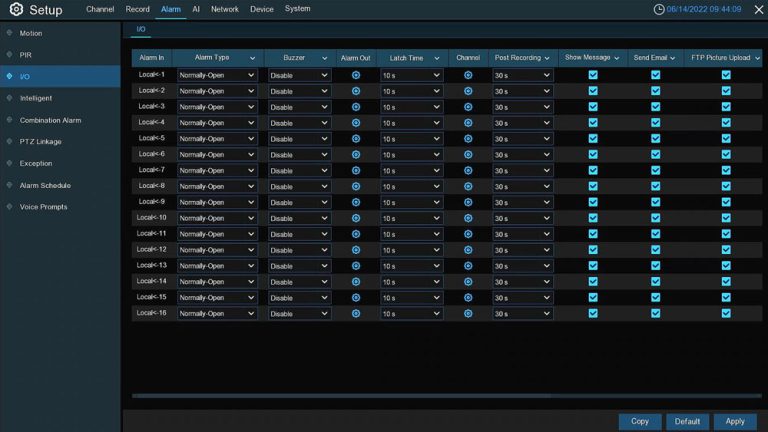 Camius 16 channel DVR with alarm outputs - 16 alarm zones
