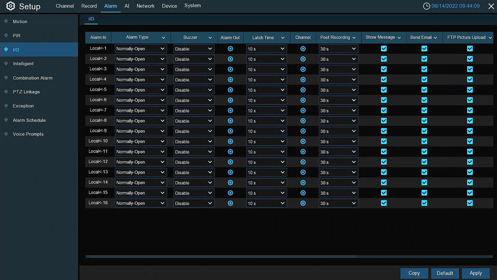 Camius 16 channel DVR with alarm outputs - 16 alarm zones