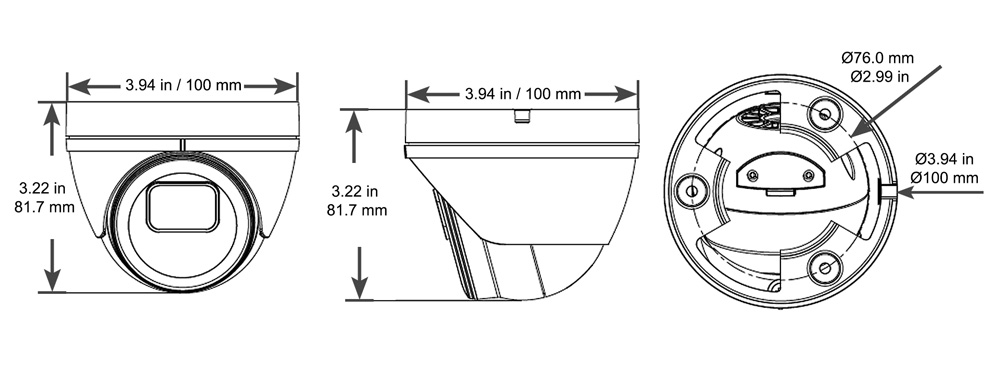 Camius 4K Turret PoE Camera Mini Dome Metal Housing
