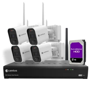 4 wireless security cameras with DVR system with 2TB HDD storage and local recording