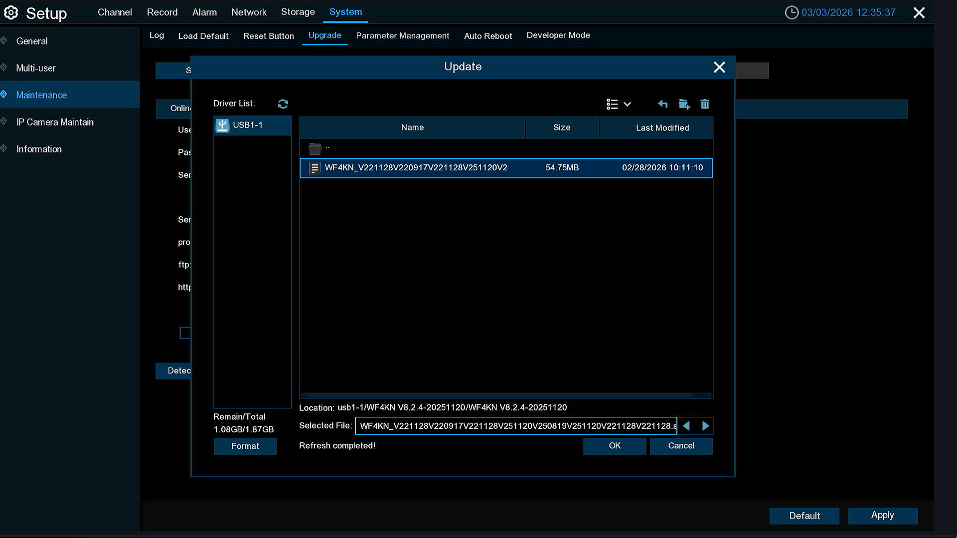 Wireless system NVR FW upgrade 2
