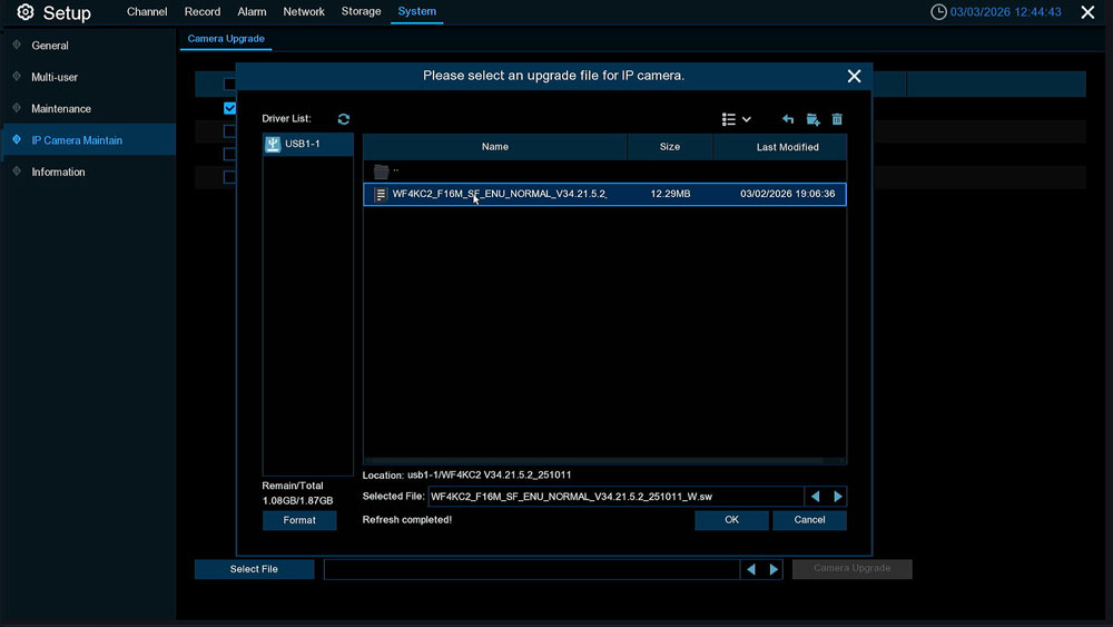 Wireless system WF4KC2 FW upgrade 2 web